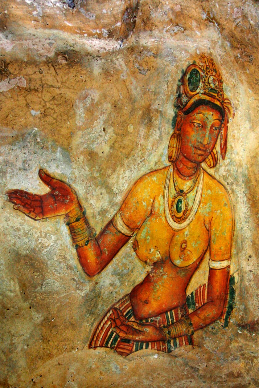 Fresco on the Wall of Sigiriya Rock, Matale District, Sri Lanka by Unknown