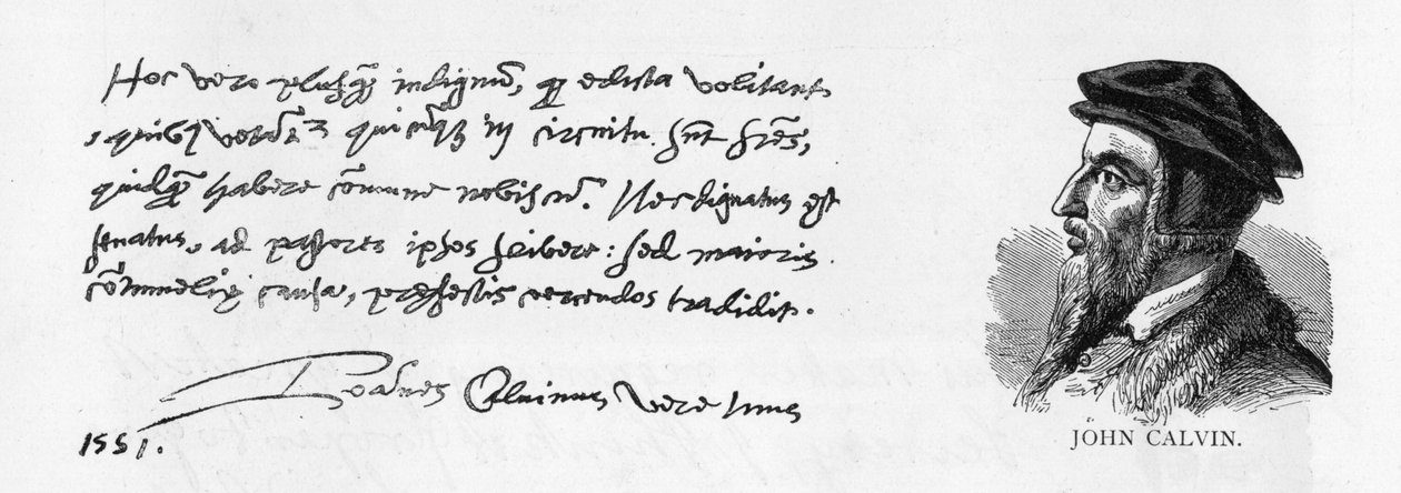 Handwriting and signature of John Calvin, 8 December, 1551 by Unknown