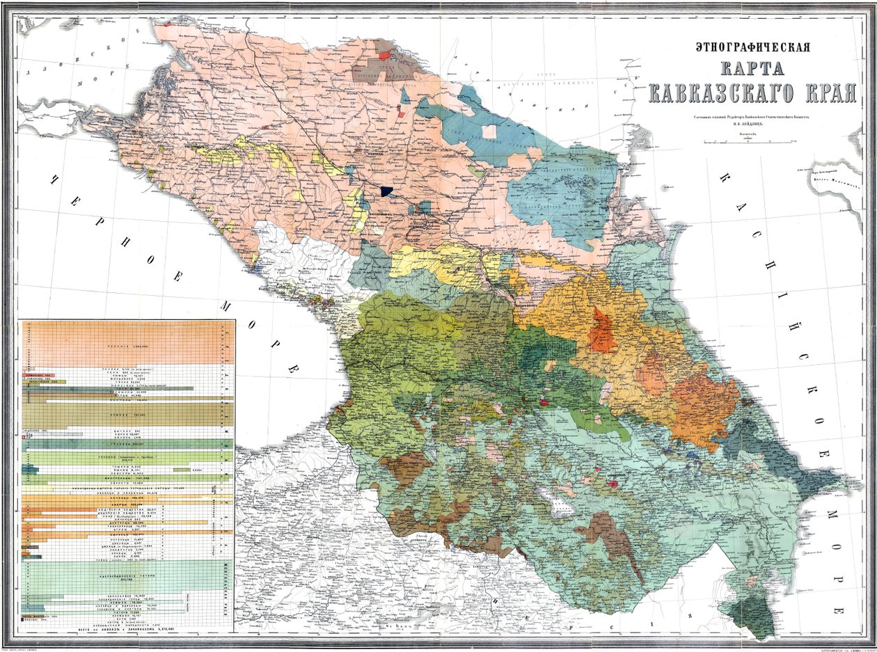 Ethnographic Map of the Caucasus Region, 1880 by Николай Карлович Зейдлиц