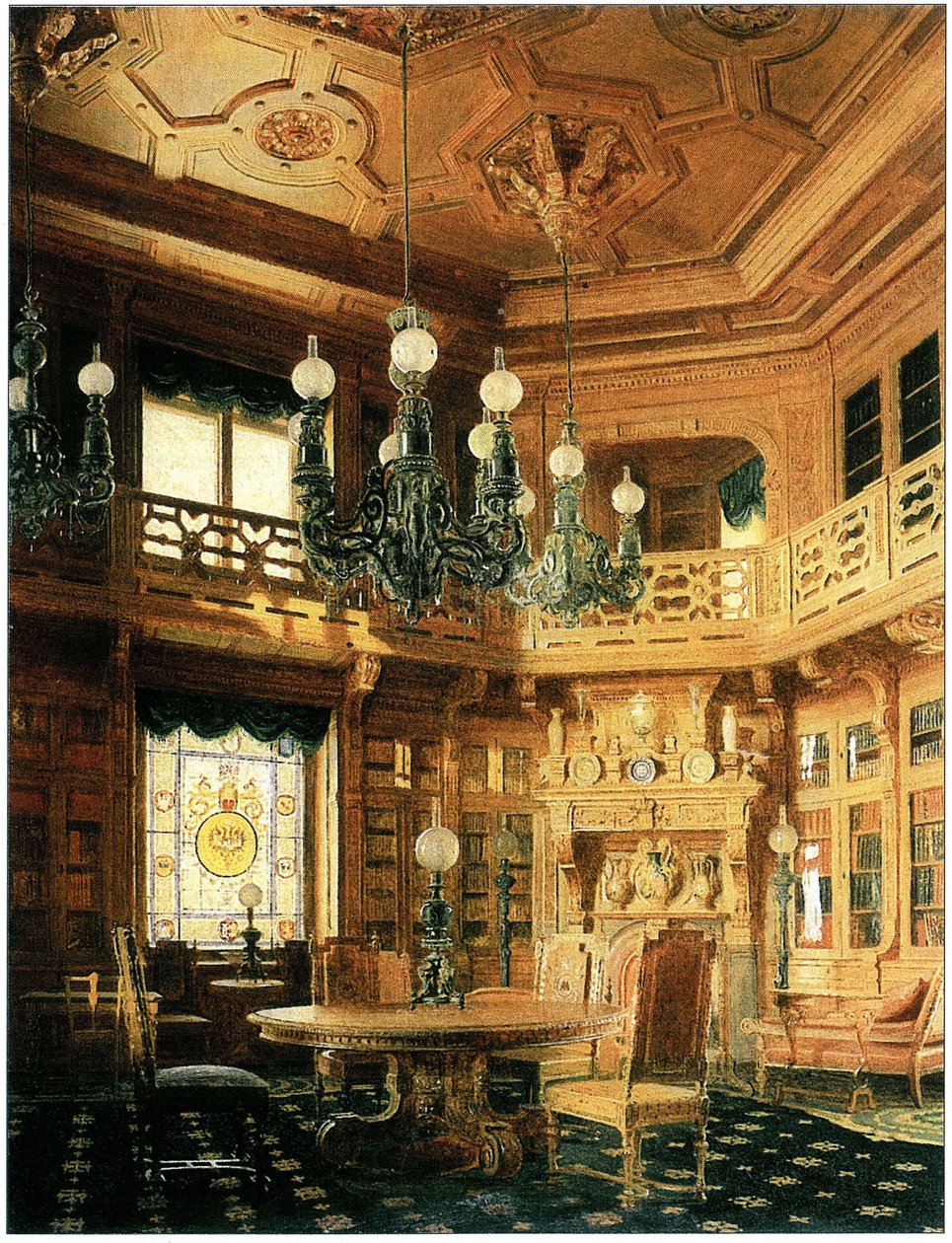 Library of Anichkov Palace. Painting of 1869 by Бобров А.А.