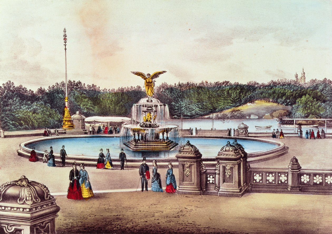 Bethesda Fountain, Central Park, New York, published by Nathaniel Currier and James Merritt Ives by American School