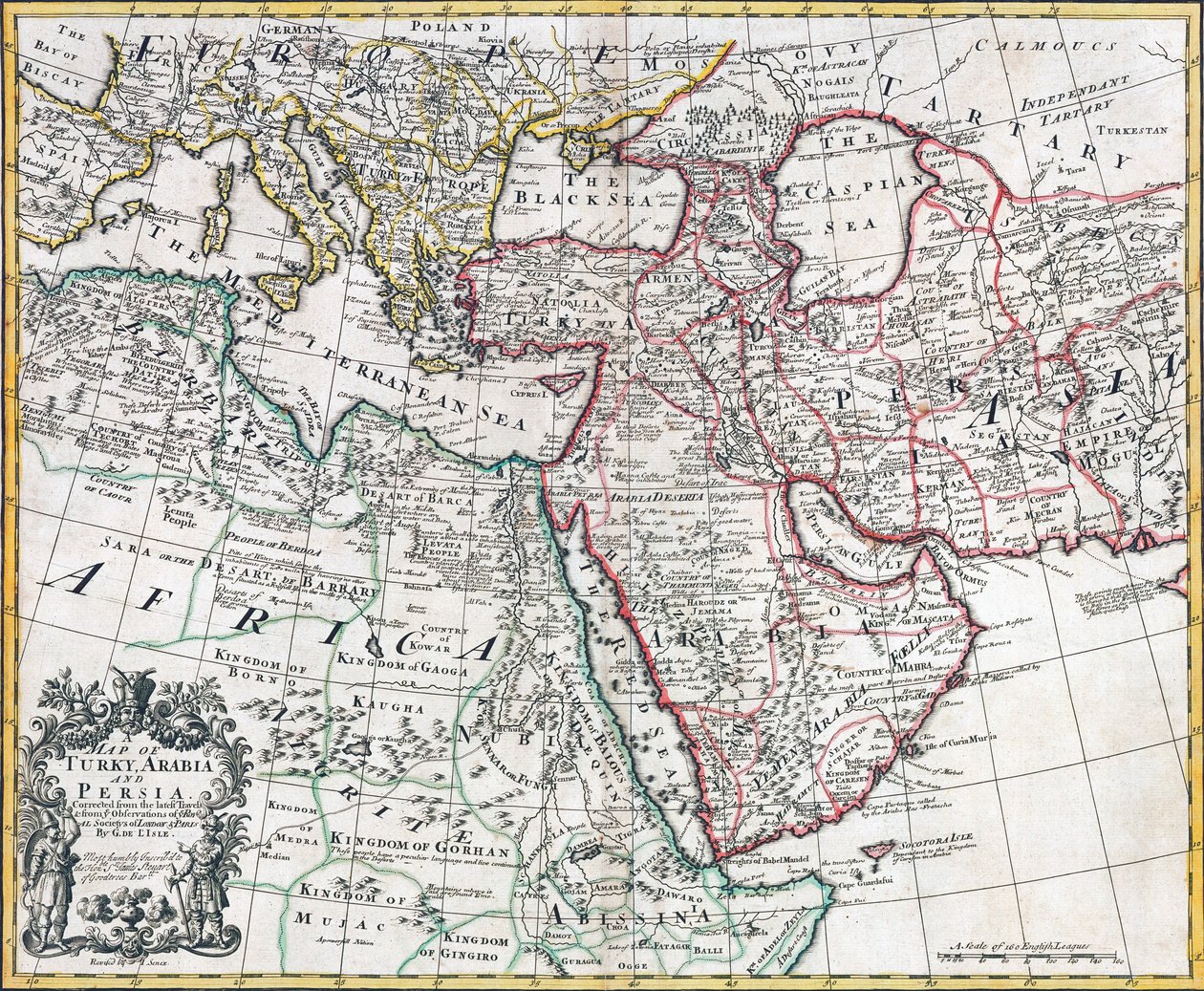 Map of Turkey, Arabia and Persia, after Guillaume de L