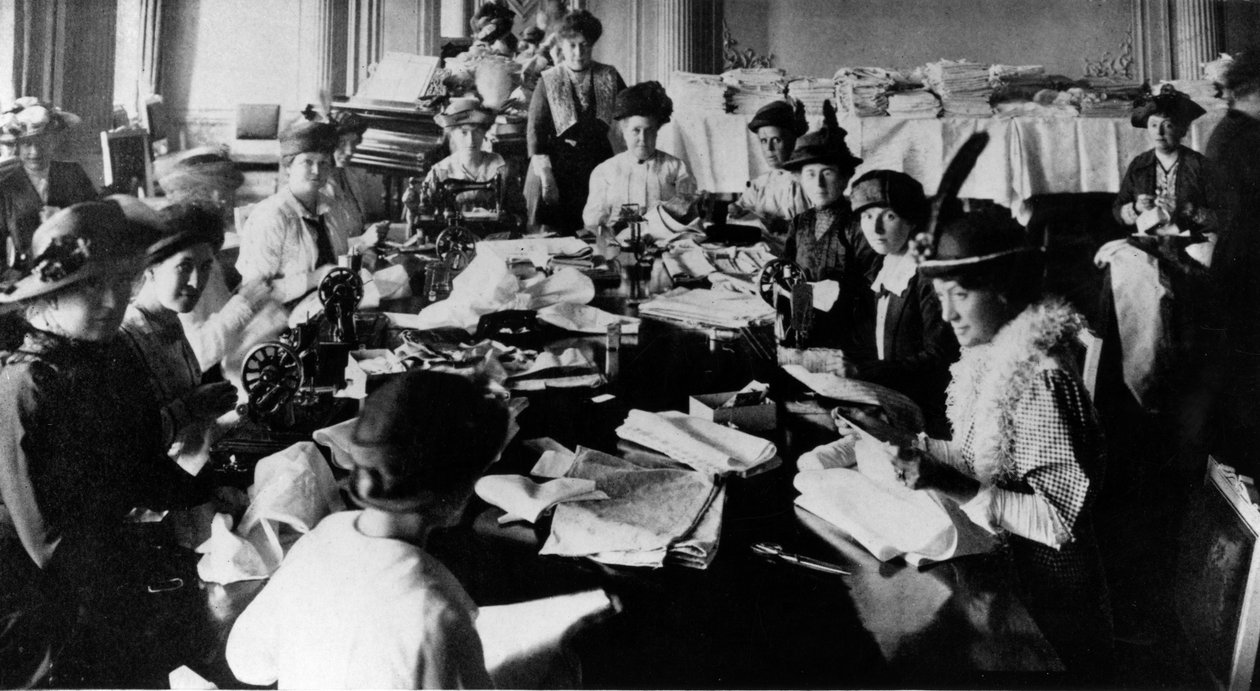 A Sewing Party at the Embassy in Russia During WWI (c.1916) by English Photographer