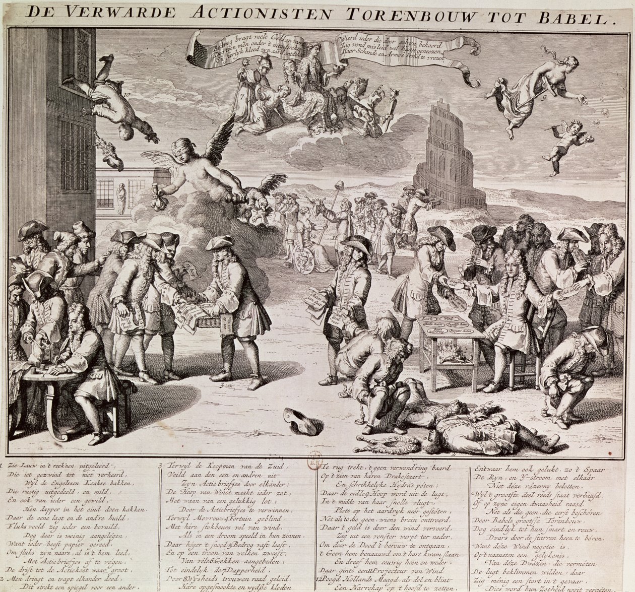 Cartoon lampooning the disastrous experiment with paper money by the Scotsman John Law during his time as controller-general of French finances between January and May 1720 by Flemish School