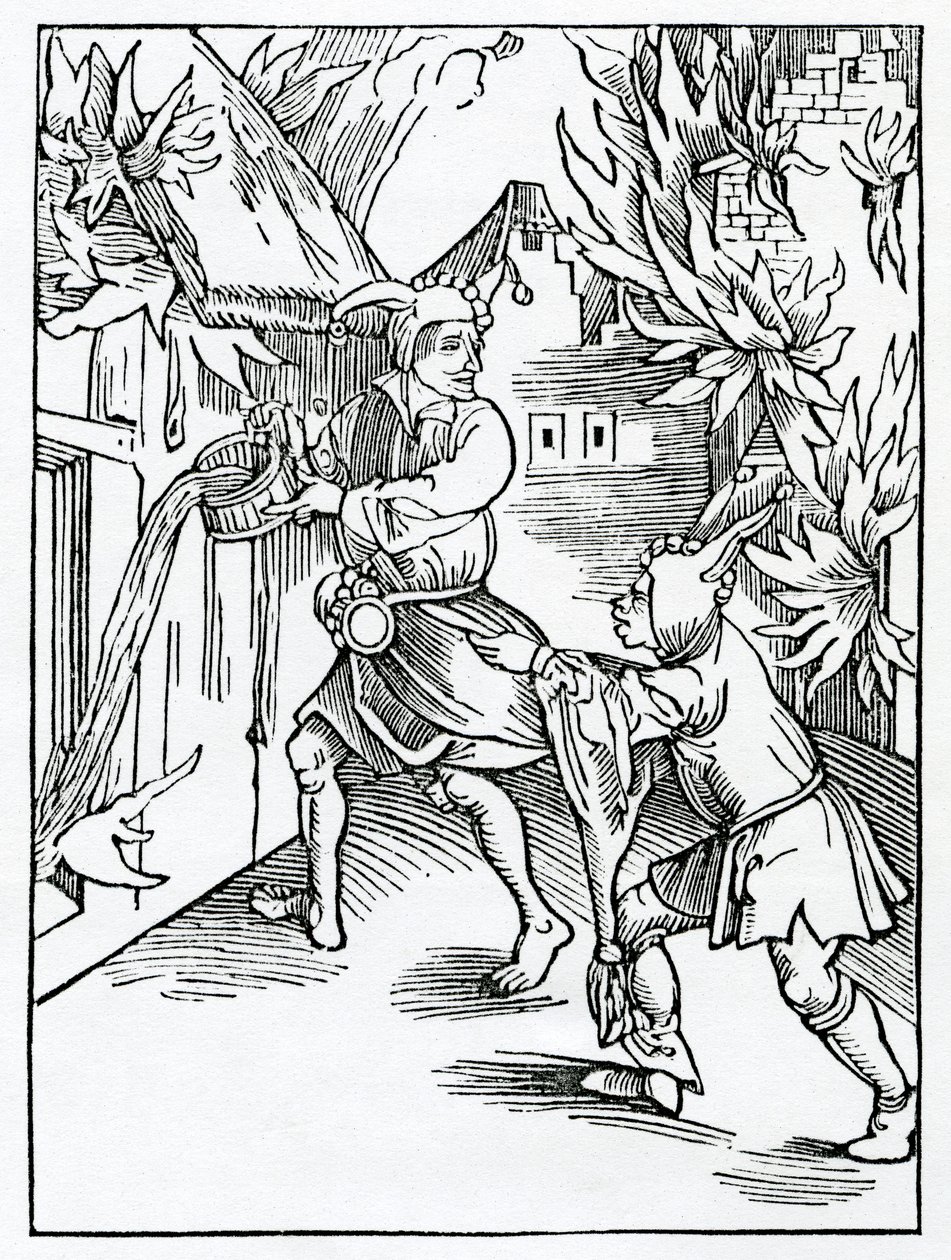 Of folys that forget them selfe and do another mannys besynes leuynge theyr owne undone, illustration from Alexander Barclay