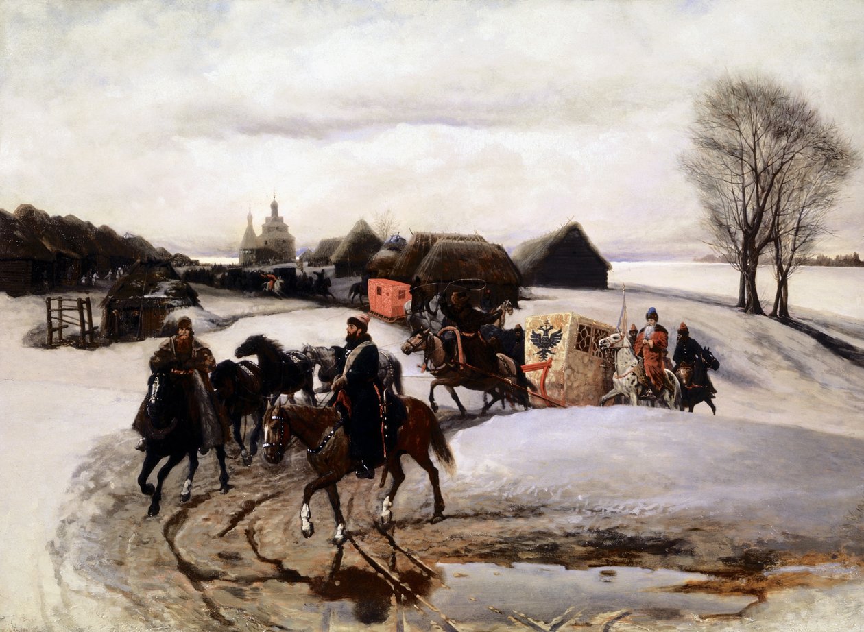 V. Shvarts, The Tsarina Going on a Pilgrimage to Holy Places - in the Time of Tsar Alexis (Aleksei Mikhailovich Romanov) by Unknown