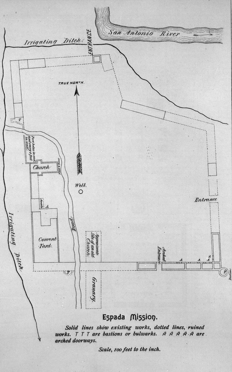 Layout of the San Francisco de la Espada Mission by American School