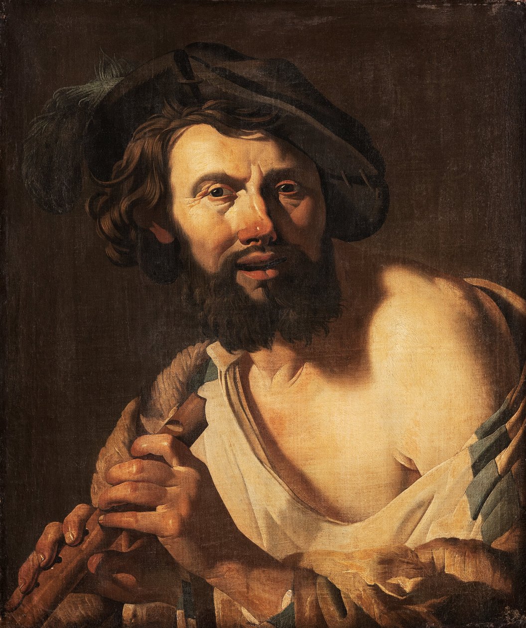 Man with Flute by Dutch School