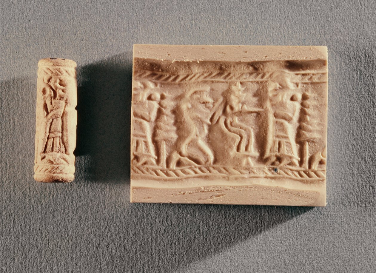 Cylinder seal of an Elamite royal guard in the service of a Sumerian king by Elamite