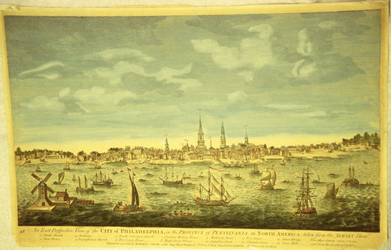 An East Perspective of the City of Philadelphia, c.1790 by English School