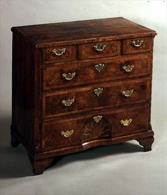Chest of drawers with sunburst motif by English School