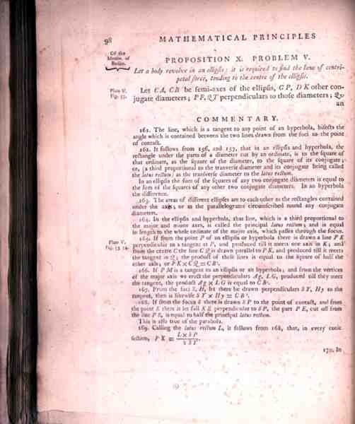 Proposition X Problem V from Volume I of The Mathematical Principles of Natural Philosophy by Sir Isaac Newton (1642-1727) 1777 by English School