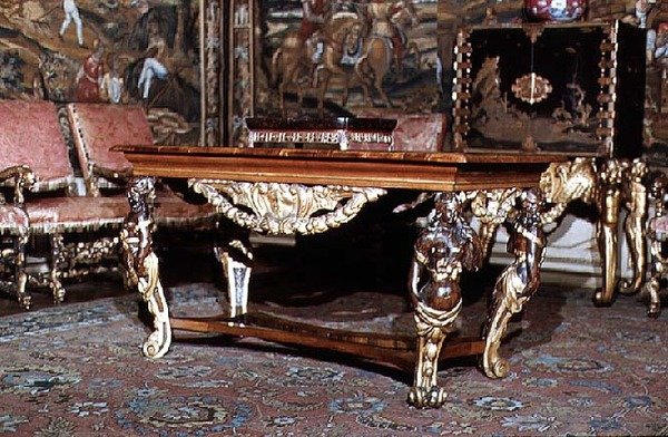 Table with elaborately carved legs by English School