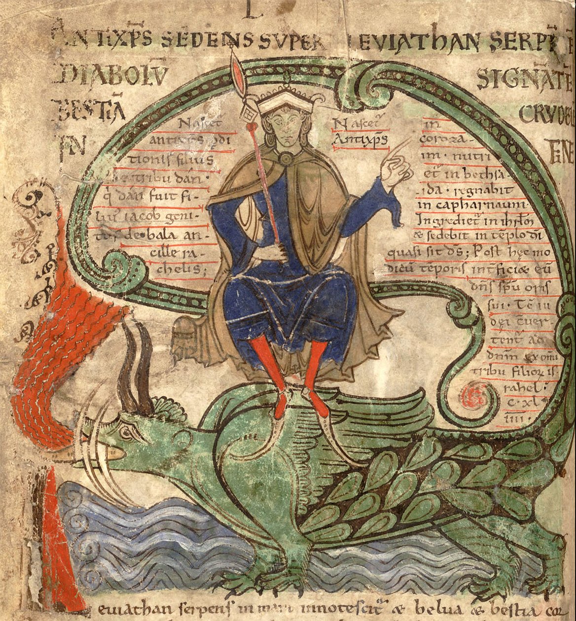 Anti Christ Seated on a Leviathan from Liber Floridus by Lambert de Saint-Omer by Flemish School