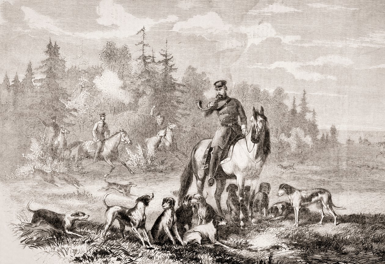 Alexander II hunting wolves near St. Petersburg, from L