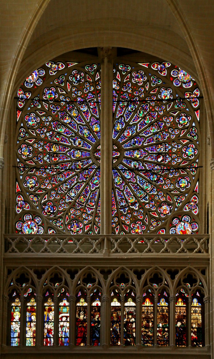 North rose window with Saint, Martyrs, Prophets, Ancestors of Christ and Elders of the Apocalypse, 13th-14th century by French School