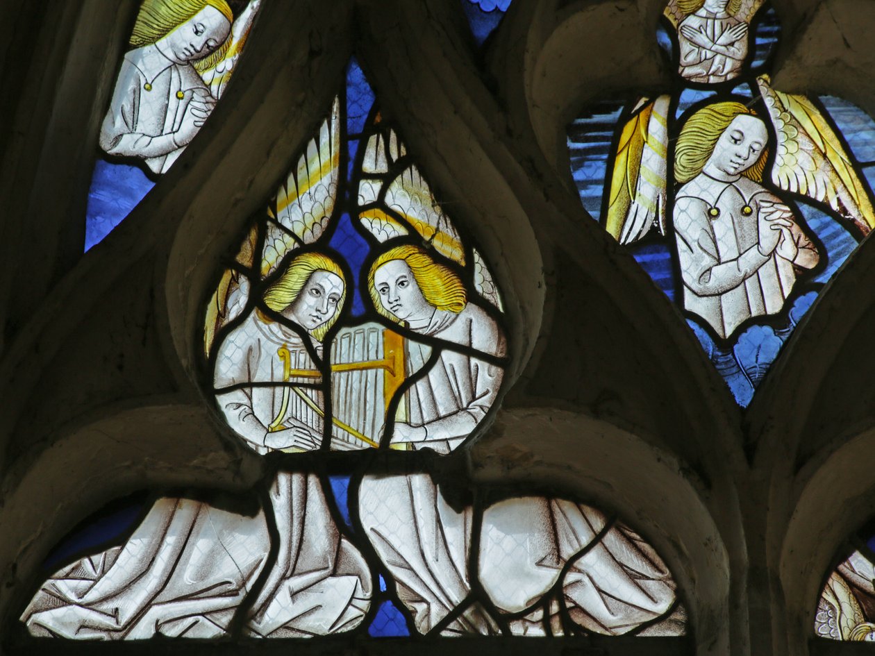 Window depicting God, Angels and above the Second Coming of Christ by French School