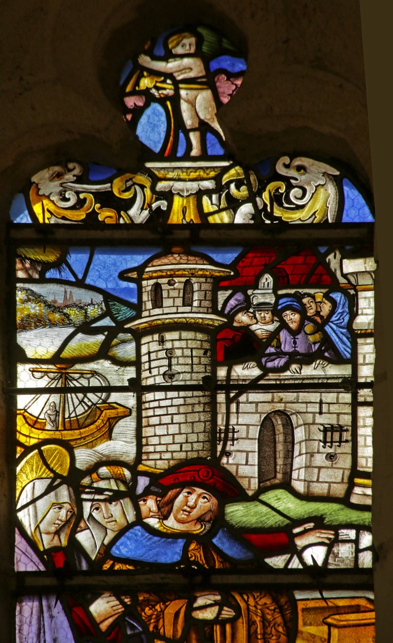 Window depicting Saint Mary Magdalene: Count and Countess of Provence with the Saint by French School