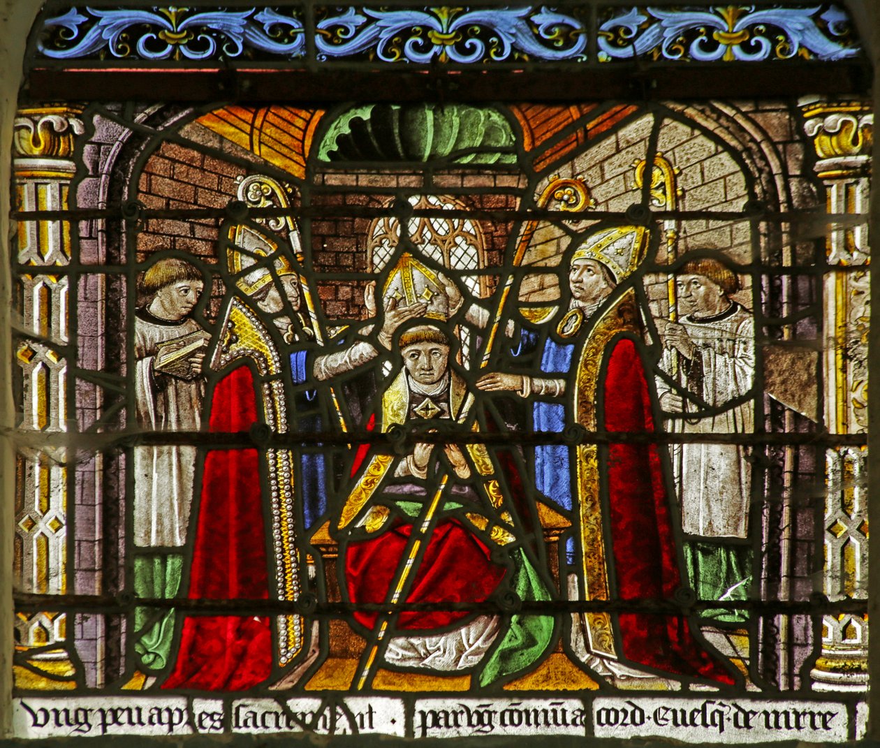 Window depicting Saint Nicholas becoming Bishop of Myra by French School