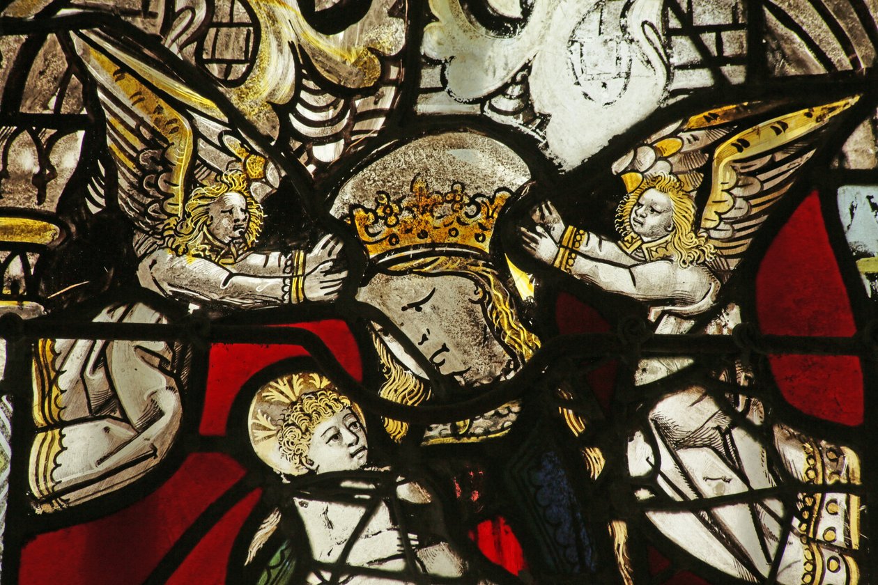Window depicting Virgin and Child with attendant Angels by French School