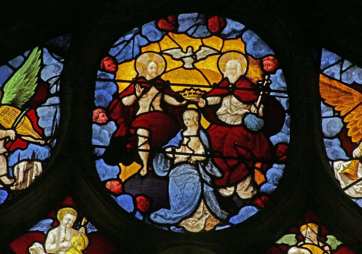 Window depicting the Coronation of the Virgin by the Trinity by French School