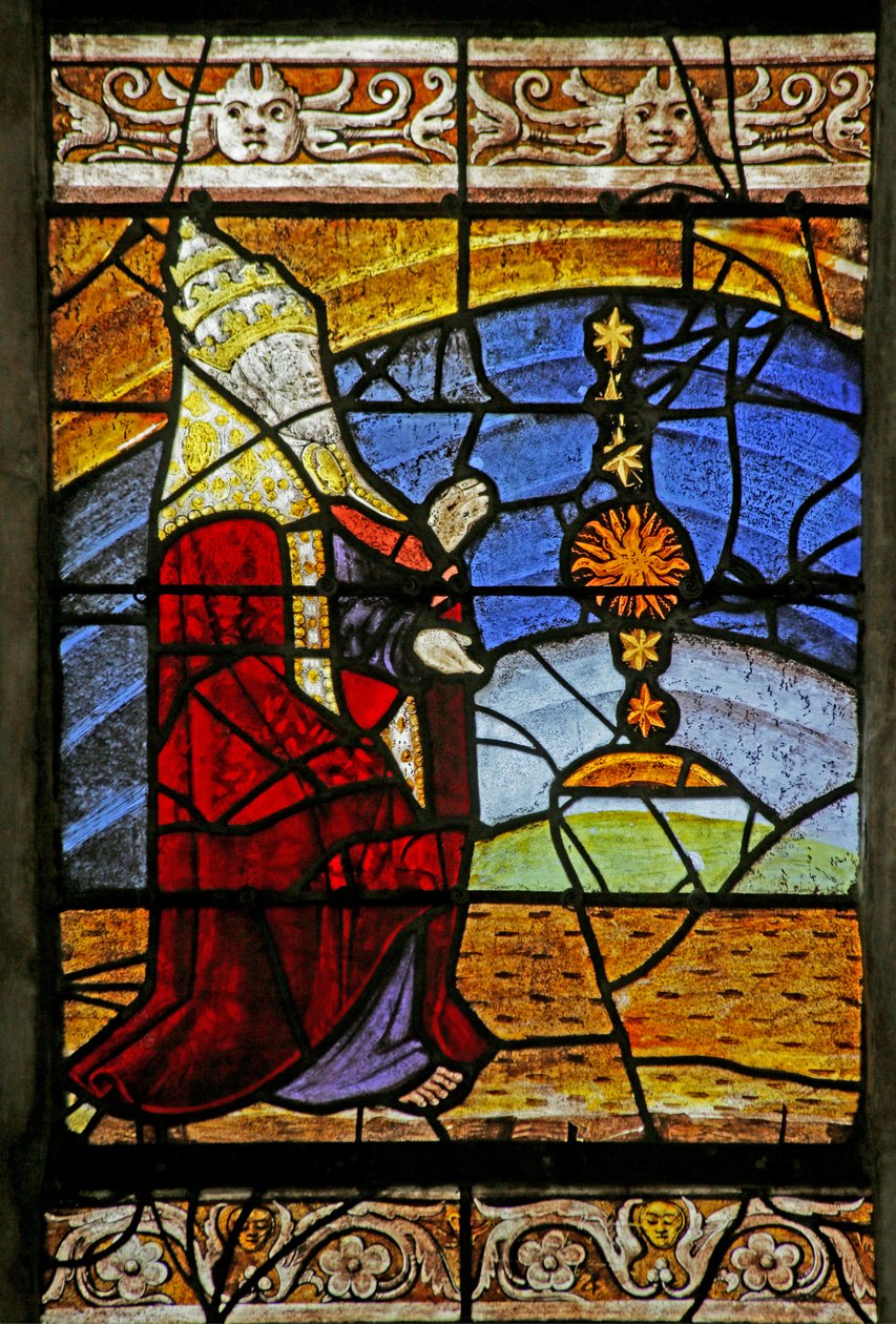 Window depicting the Creation of the Sun, Moon and Stars by French School