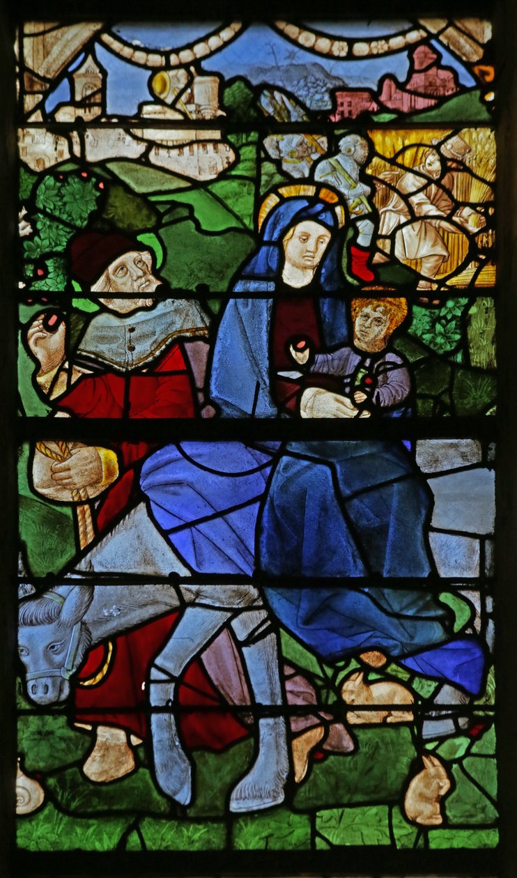 Window depicting the Flight into Egypt by French School
