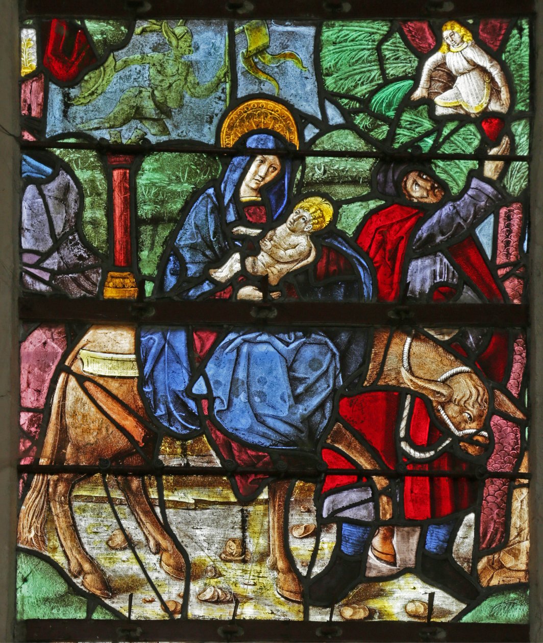 Window depicting the Flight into Egypt by French School