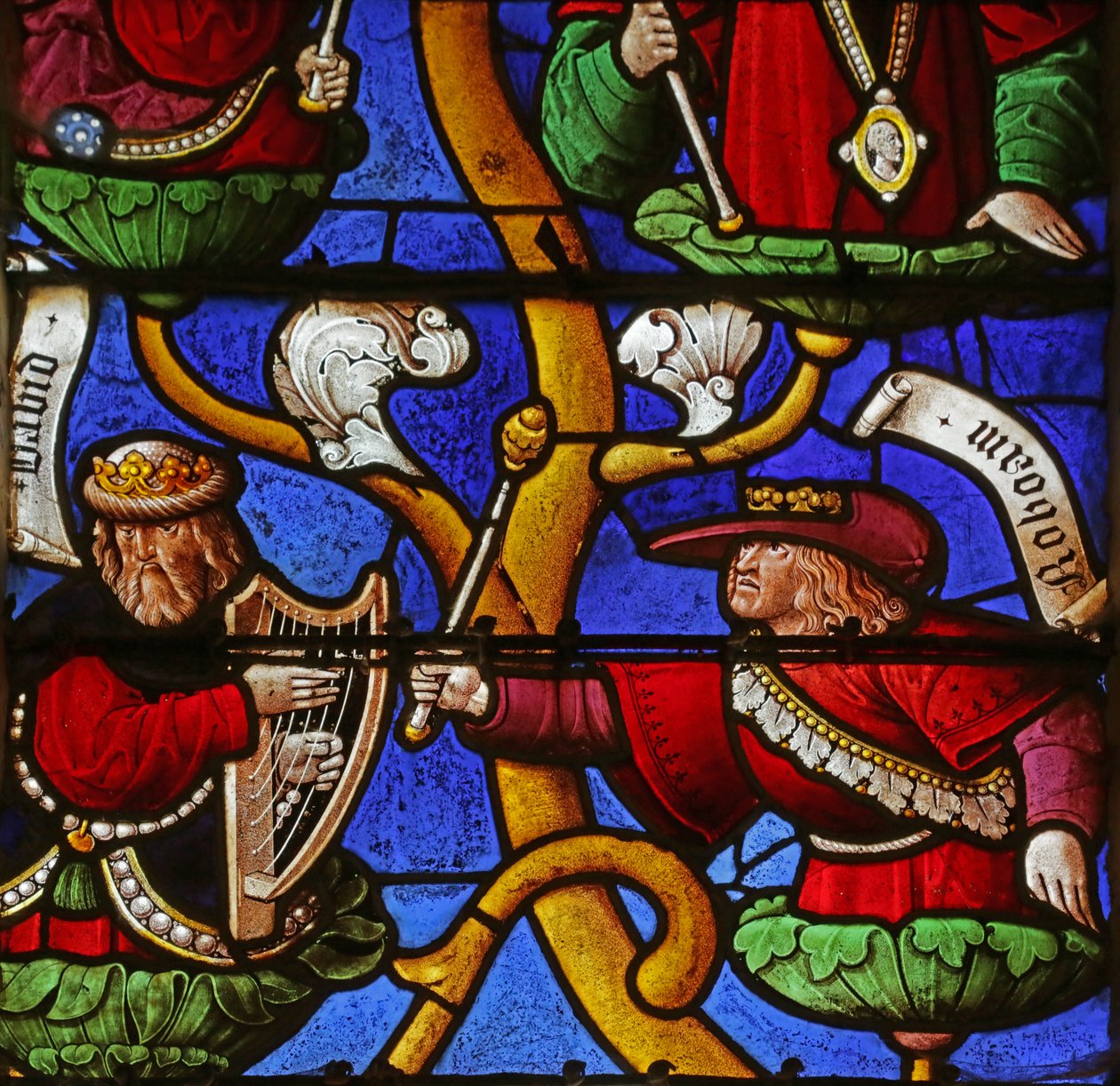 Window depicting the Tree of Jesse: David and Rehoboam by French School