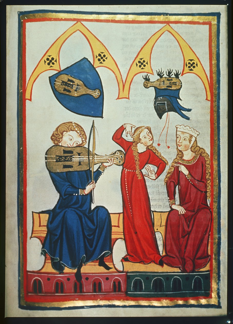 Fiddler from the Codex Manesse, c.1300-40 by German School