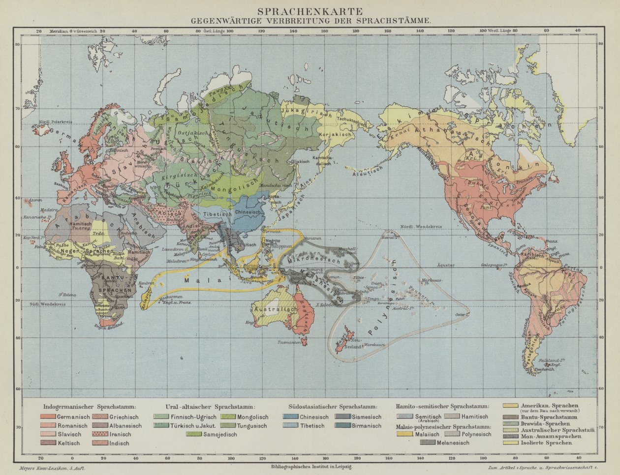 Map of Global Distribution of Languages and Linguistic Groups by German School