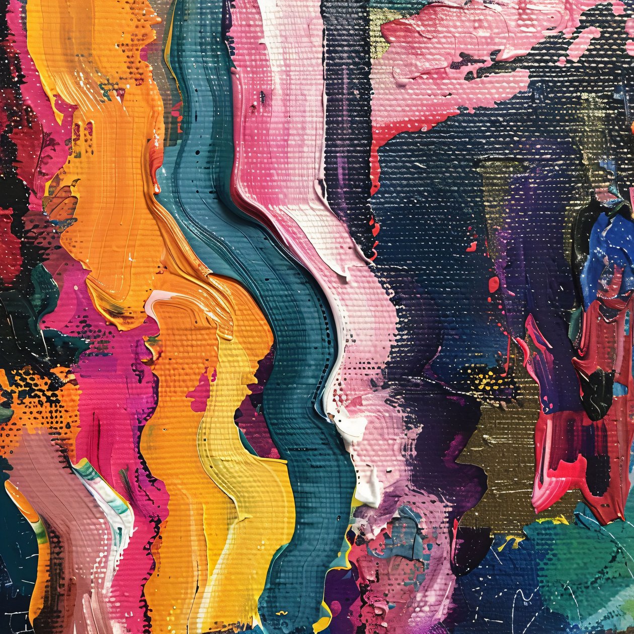 Vivid and Dynamic Acrylic Paint Colors with Oil Paint Brush Strokes by F. Abderrahim
