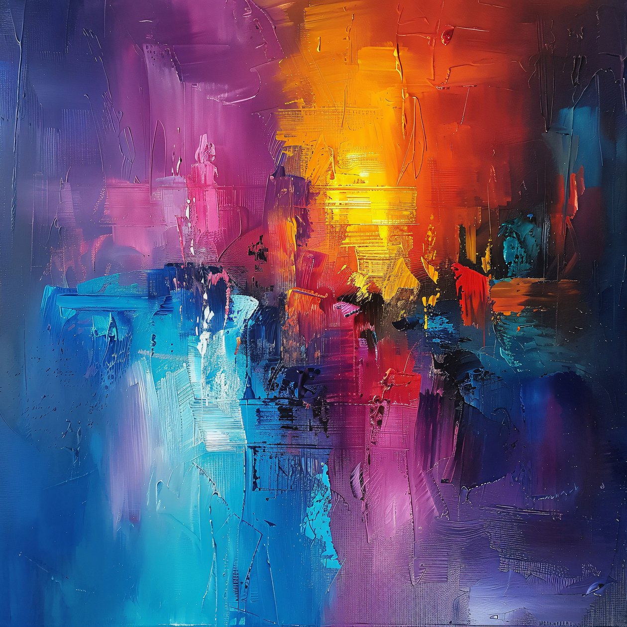 Abstract Art with Acrylic Paint Colors by F. Abderrahim