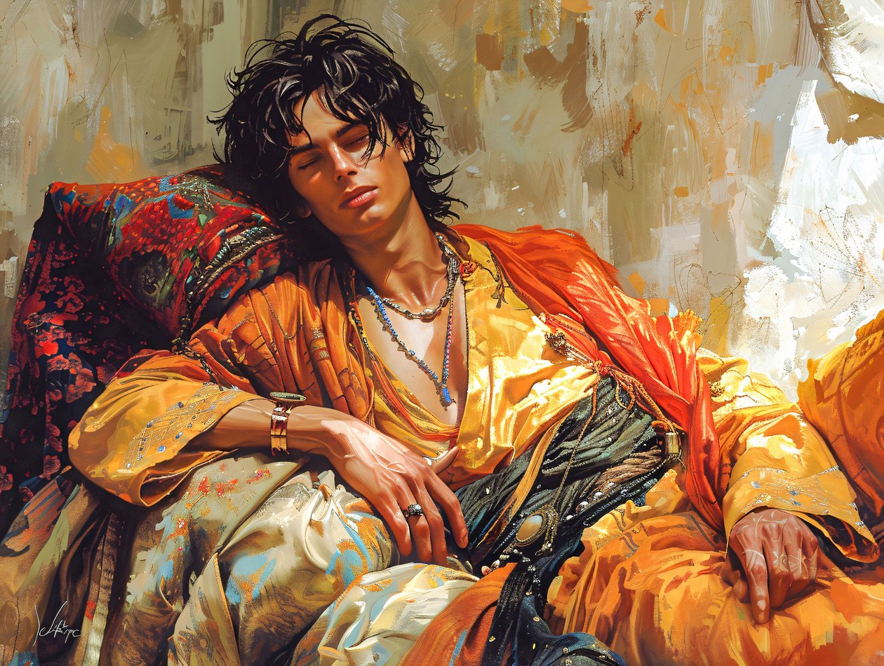 Portrait of a reclining figure by F. Abderrahim