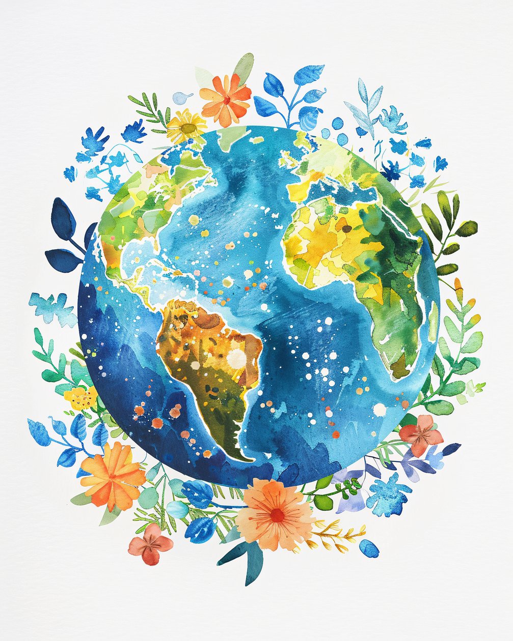 Watercolor boho planet earth nursery by F. Abderrahim