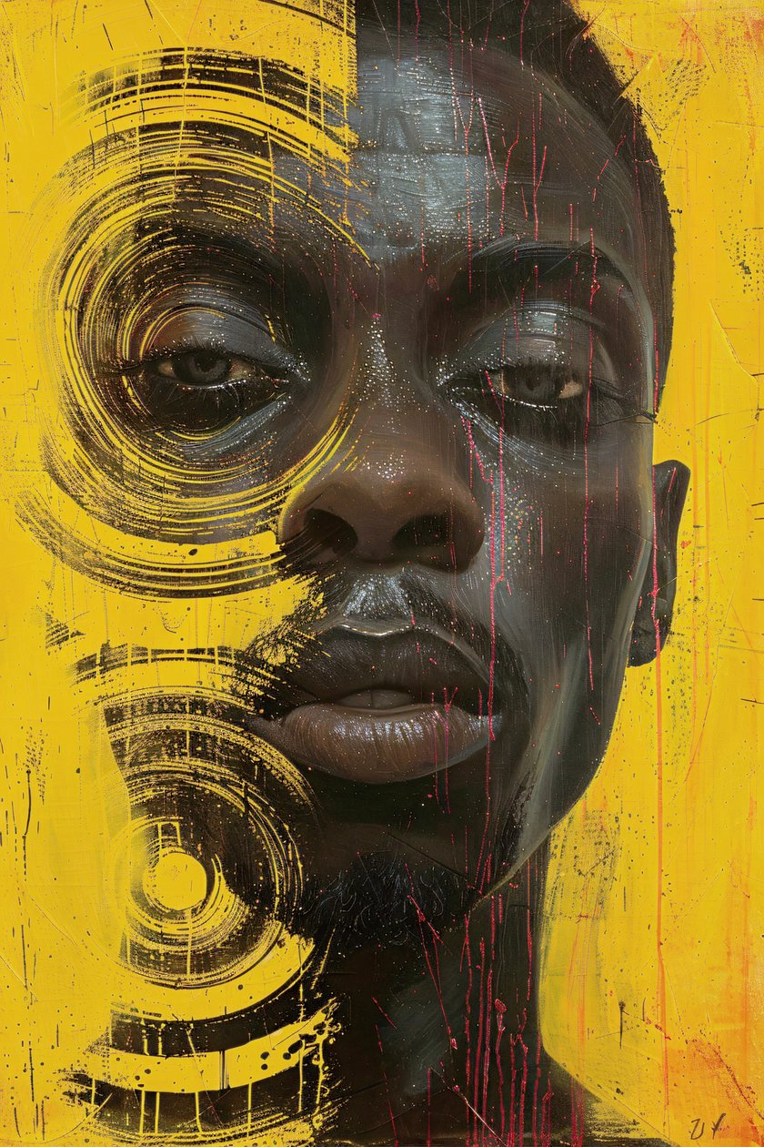 Minimalist Abstract Sci-Fi Surrealism Black Man Face by F. Abderrahim
