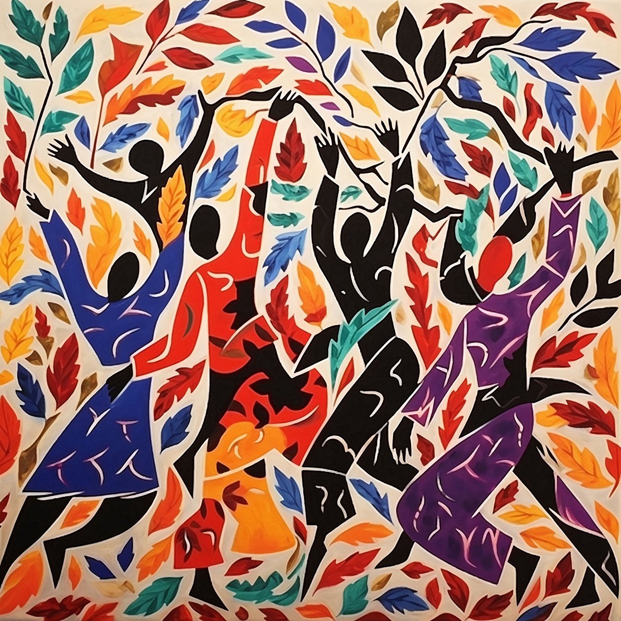 Dance of Autumn Leaves Matisse Style by F. Abderrahim