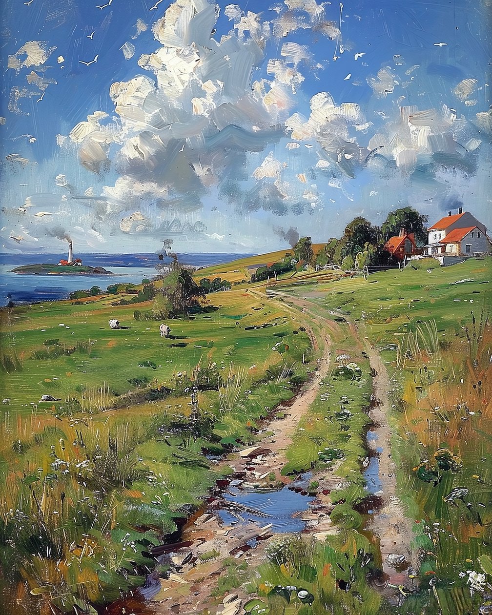 Panoramic Spring Landscape in Rural France, Wall Decor for Room by F. Abderrahim