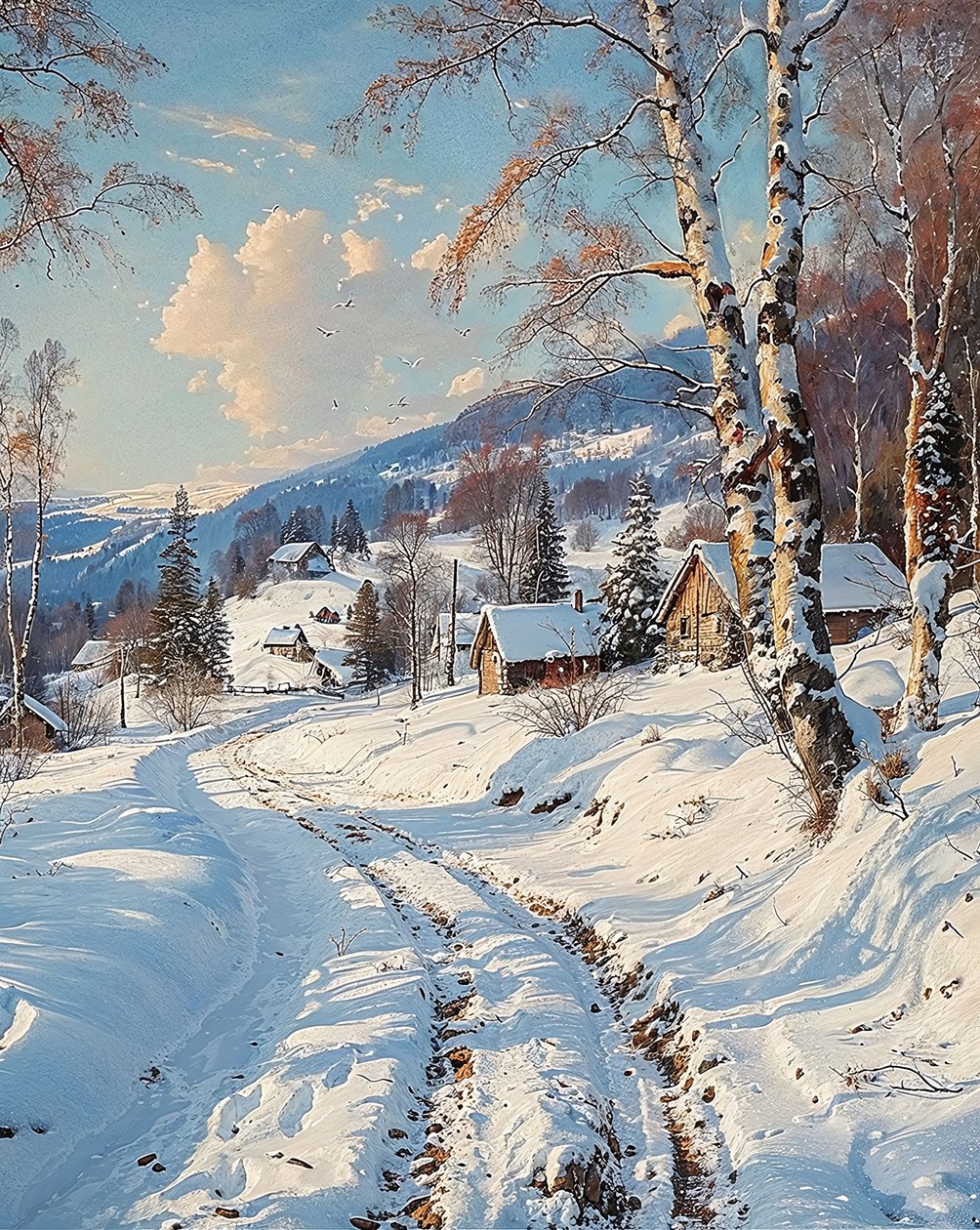 Landscape with Snowy Landscape by F. Abderrahim
