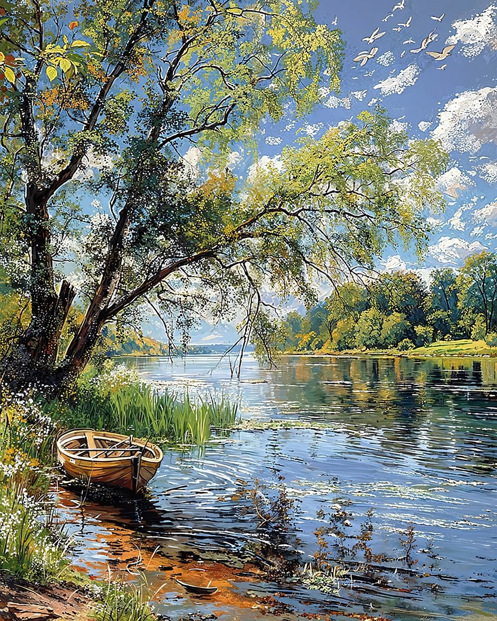 Beautiful Landscape with Sunlit Meadows by F. Abderrahim