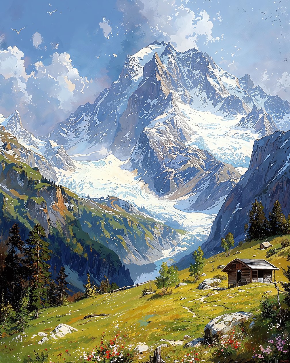 Landscape with Flowery Hills by F. Abderrahim