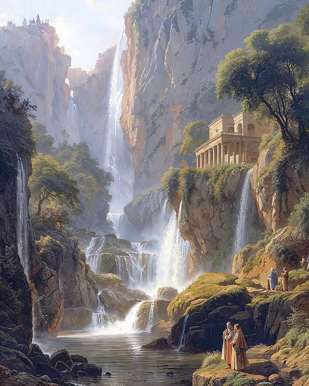 Beautiful Landscape with a Waterfall by F. Abderrahim