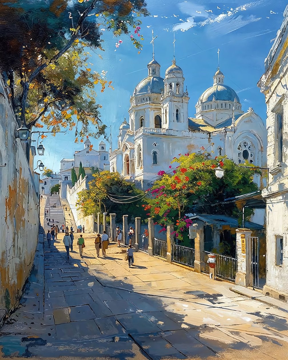 A street in the center of a Mediterranean town by F. Abderrahim