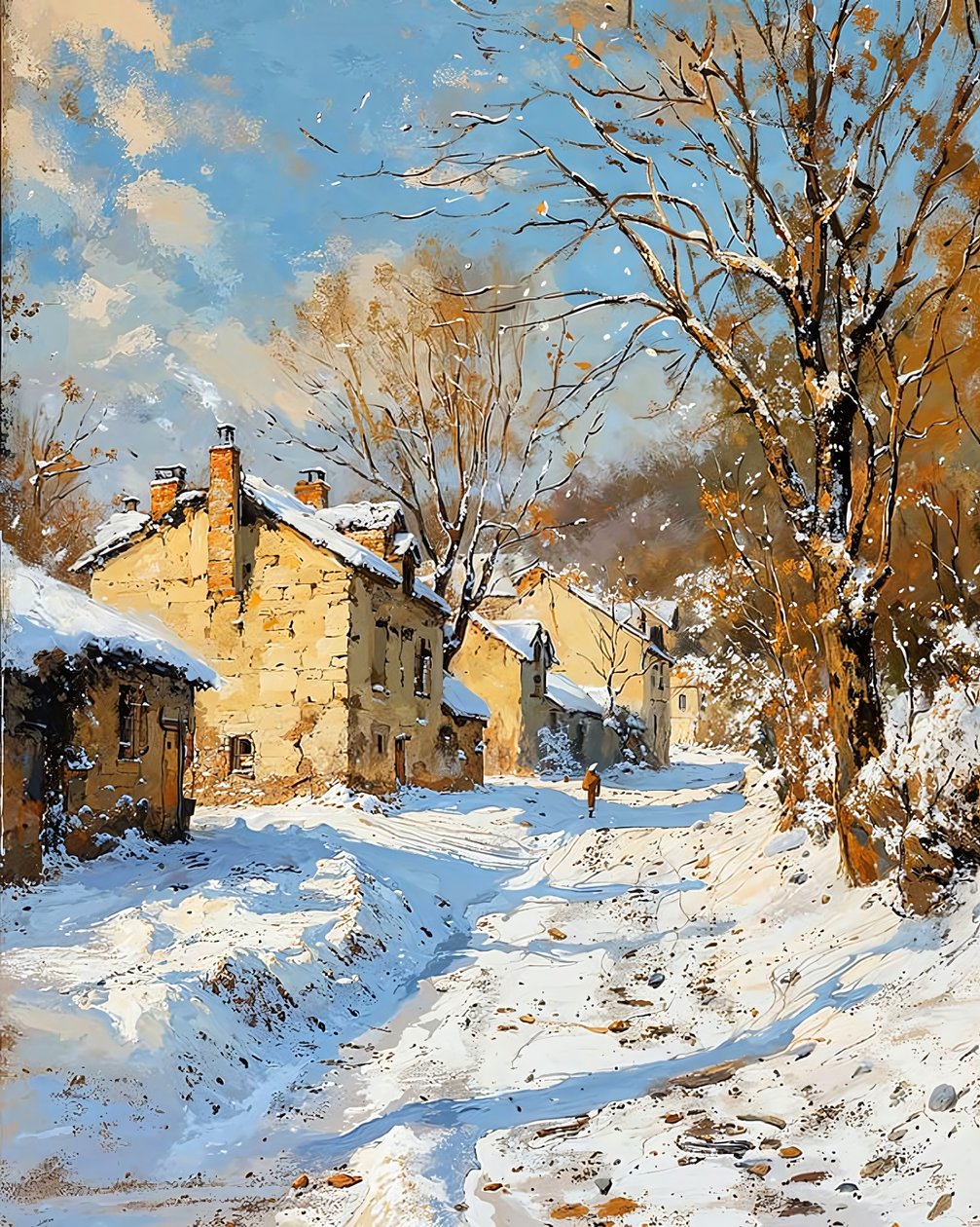 Old Village in Winter and Snow by F. Abderrahim