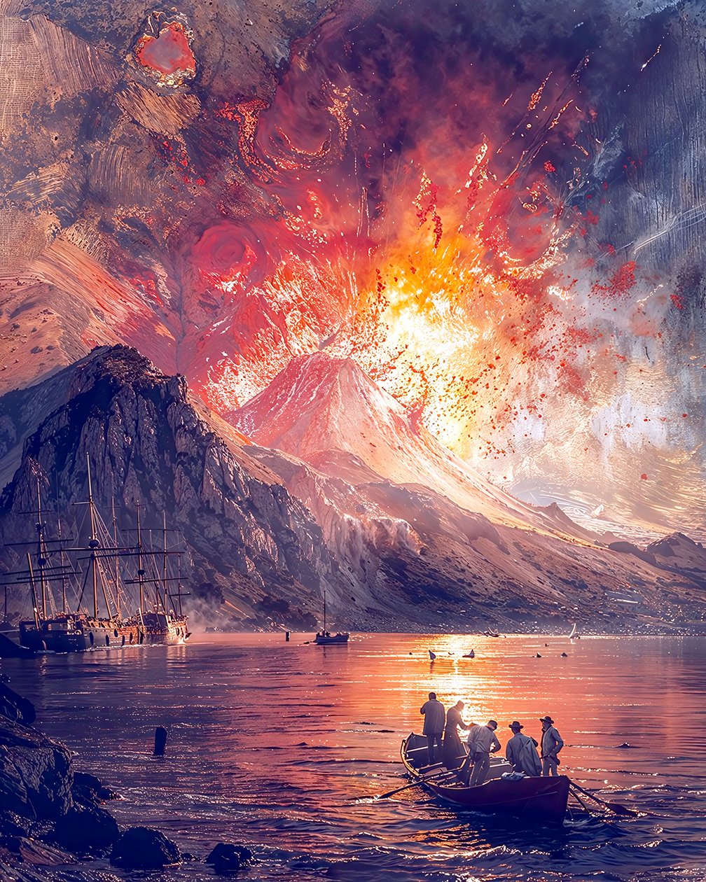 Volcanic eruption by the sea by F. Abderrahim