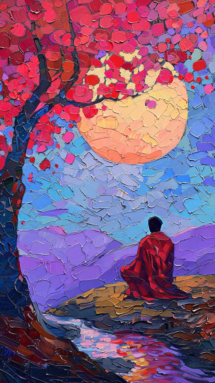 A Man Meditating Under a Tree by F. Abderrahim
