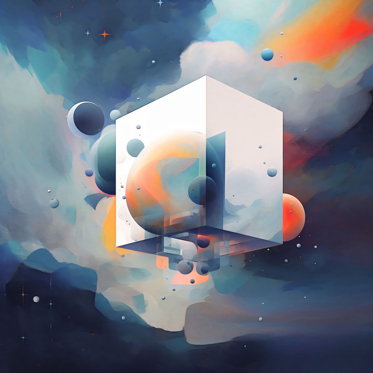 Abstract Wall Decorations with Geometric Cube Shapes by F. Abderrahim