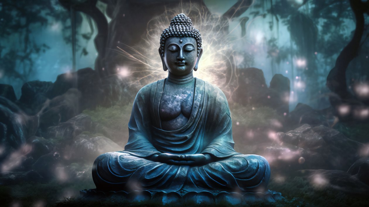 Buddha Sitting in Peaceful Meditation by F. Abderrahim