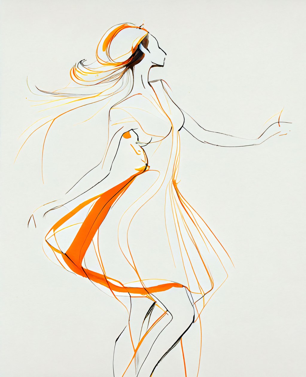 Minimalist Dancing Woman in Ewa Hauton Style by F. Abderrahim