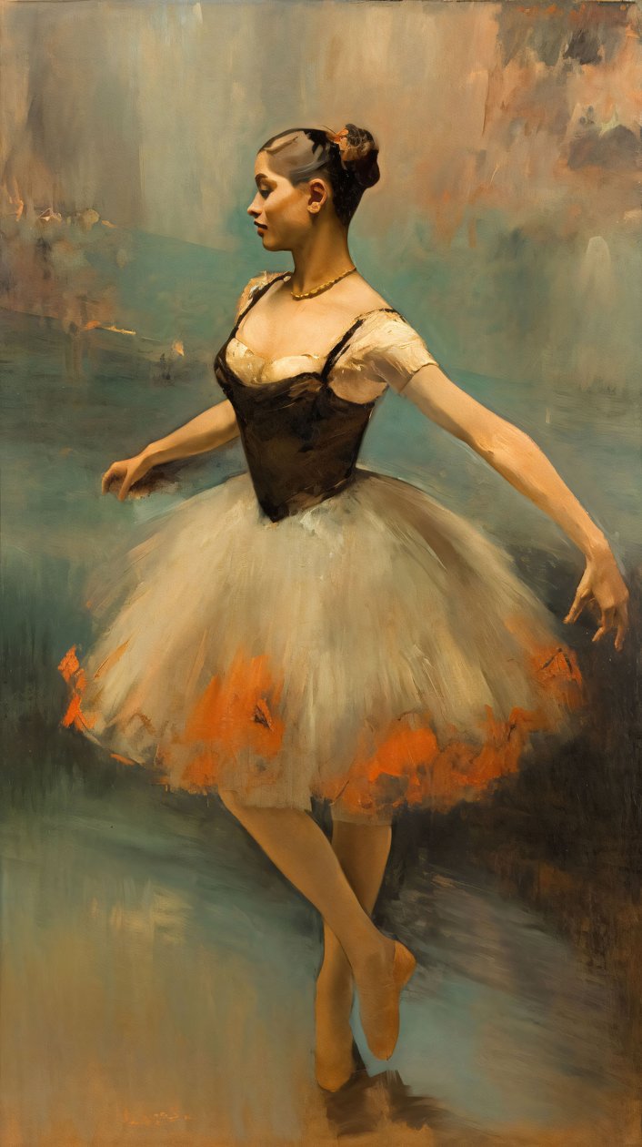 Oil Painting Ballet Dancer by F. Abderrahim